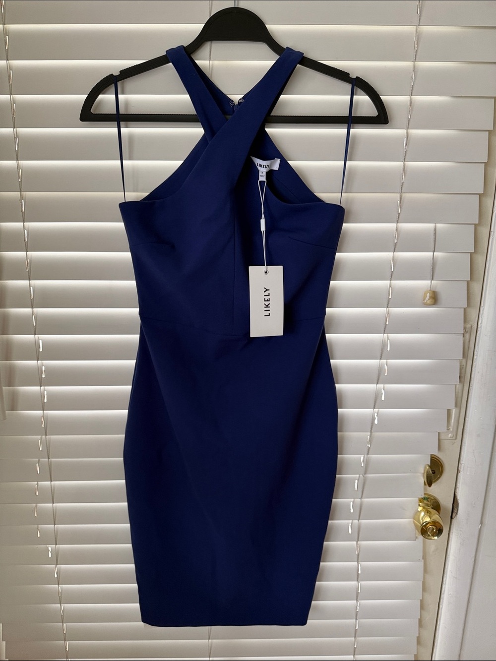 Likely Royal Blue Cross-Back Sheath Mini Dress